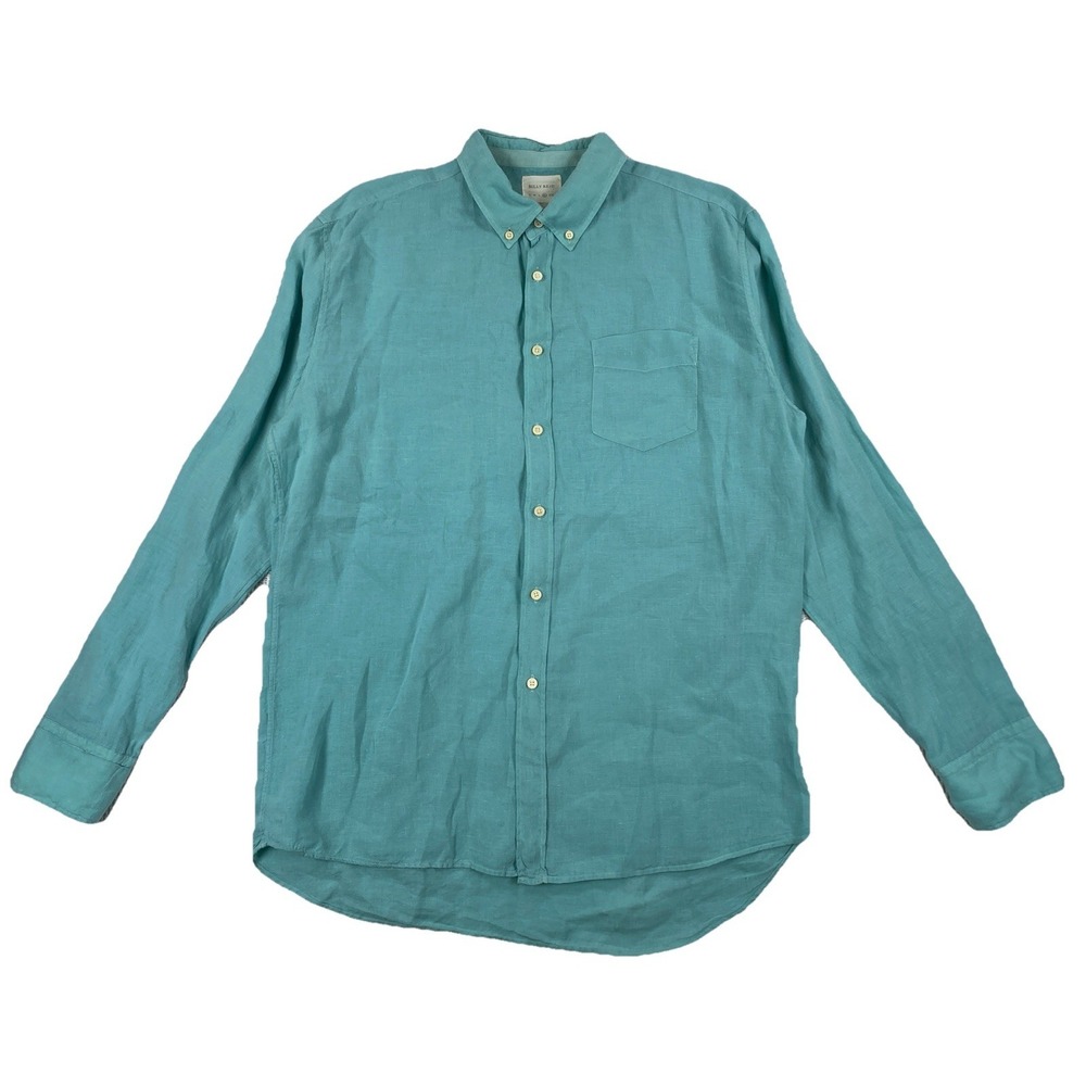 Billy Reid 100% Linen Button Down Shirt Men's XL Standard Cut Seafoam Green